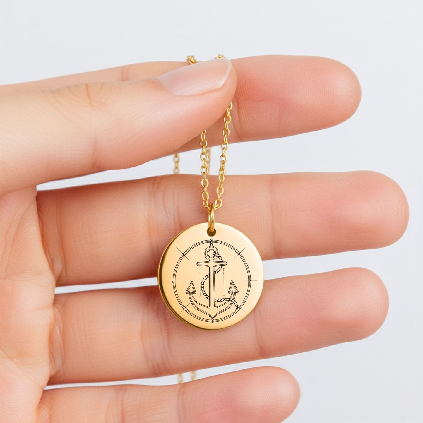 Personalized Anchor Necklace, Nautical Jewelry Gift, Custom Engraved Pendant, 18k Gold or Rose Gold, Unisex Nautical Pendant