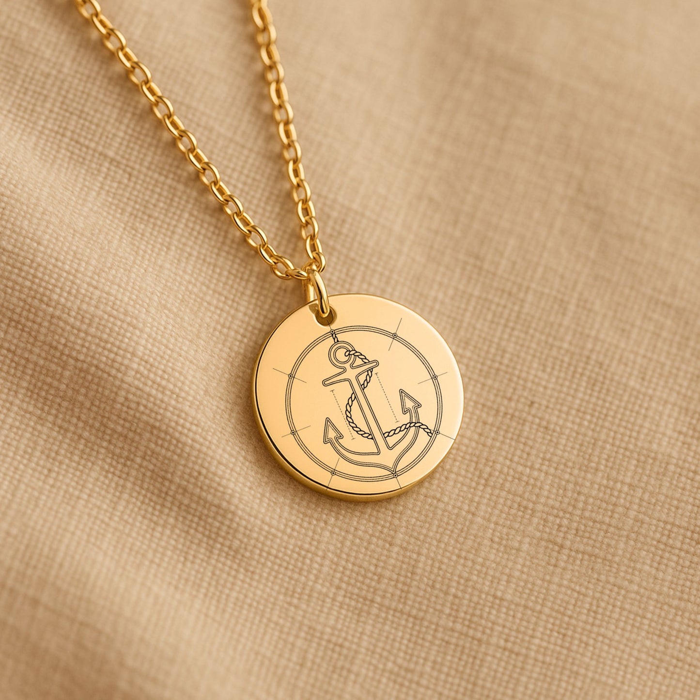 Personalized Anchor Necklace, Nautical Jewelry Gift, Custom Engraved Pendant, 18k Gold or Rose Gold, Unisex Nautical Pendant