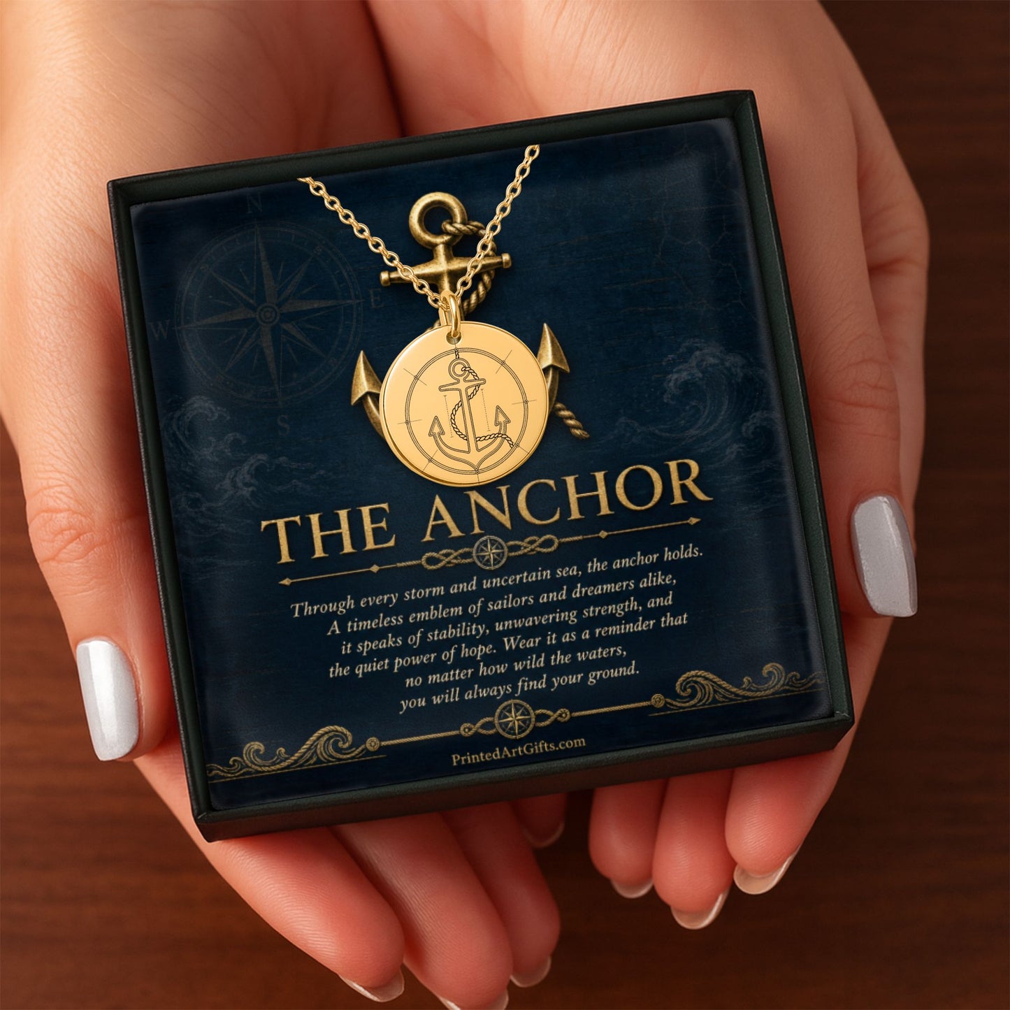 Personalized Anchor Necklace, Nautical Jewelry Gift, Custom Engraved Pendant, 18k Gold or Rose Gold, Unisex Nautical Pendant