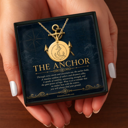 Personalized Anchor Necklace, Nautical Jewelry Gift, Custom Engraved Pendant, 18k Gold or Rose Gold, Unisex Nautical Pendant