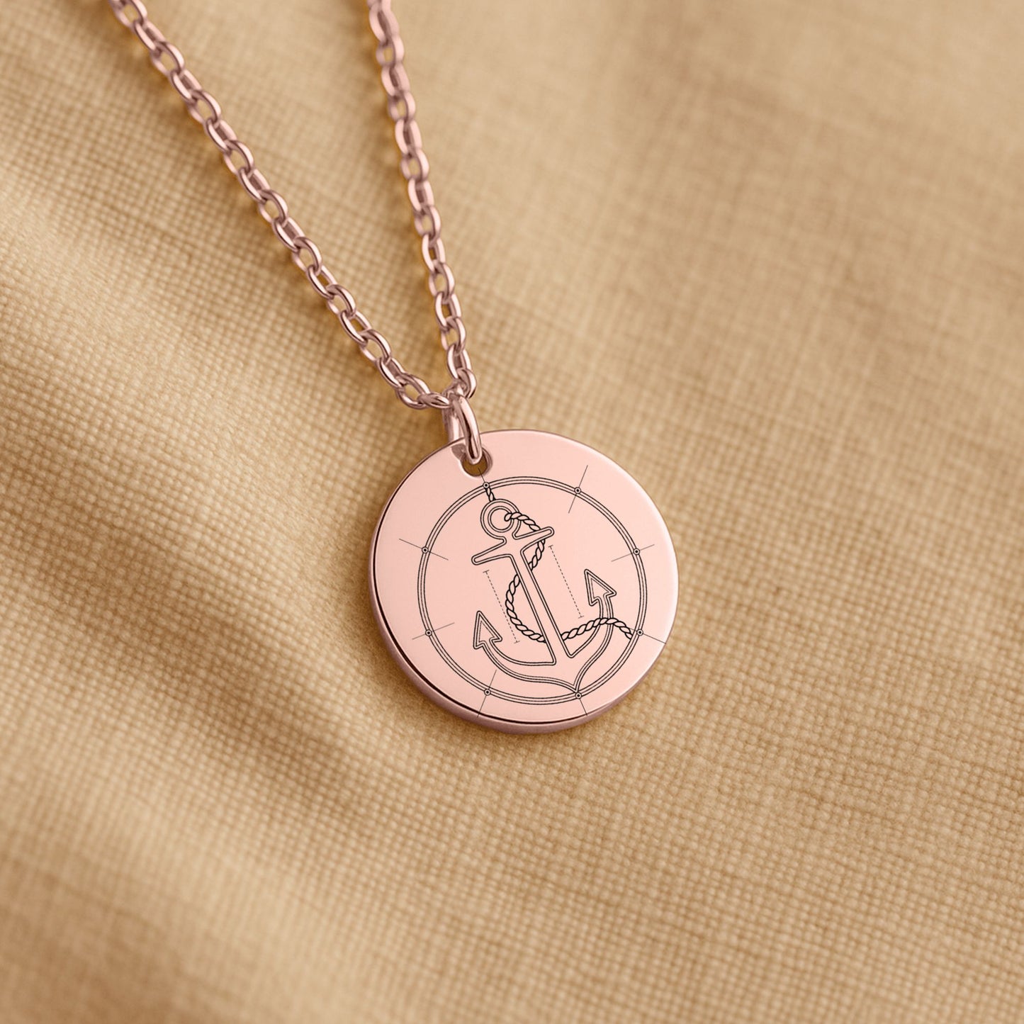 Personalized Anchor Necklace, Nautical Jewelry Gift, Custom Engraved Pendant, 18k Gold or Rose Gold, Unisex Nautical Pendant