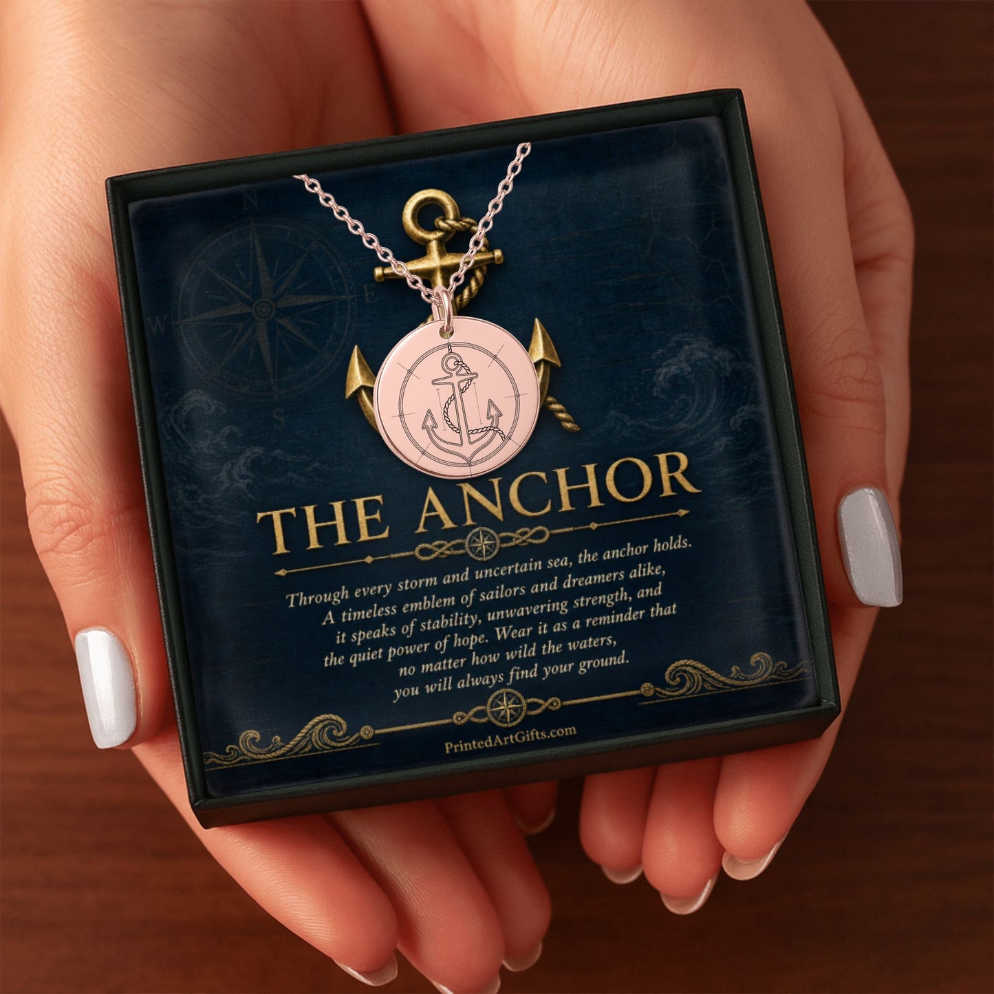 Personalized Anchor Necklace, Nautical Jewelry Gift, Custom Engraved Pendant, 18k Gold or Rose Gold, Unisex Nautical Pendant