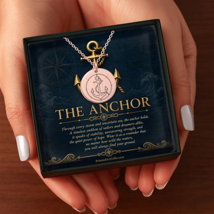Personalized Anchor Necklace, Nautical Jewelry Gift, Custom Engraved Pendant, 18k Gold or Rose Gold, Unisex Nautical Pendant