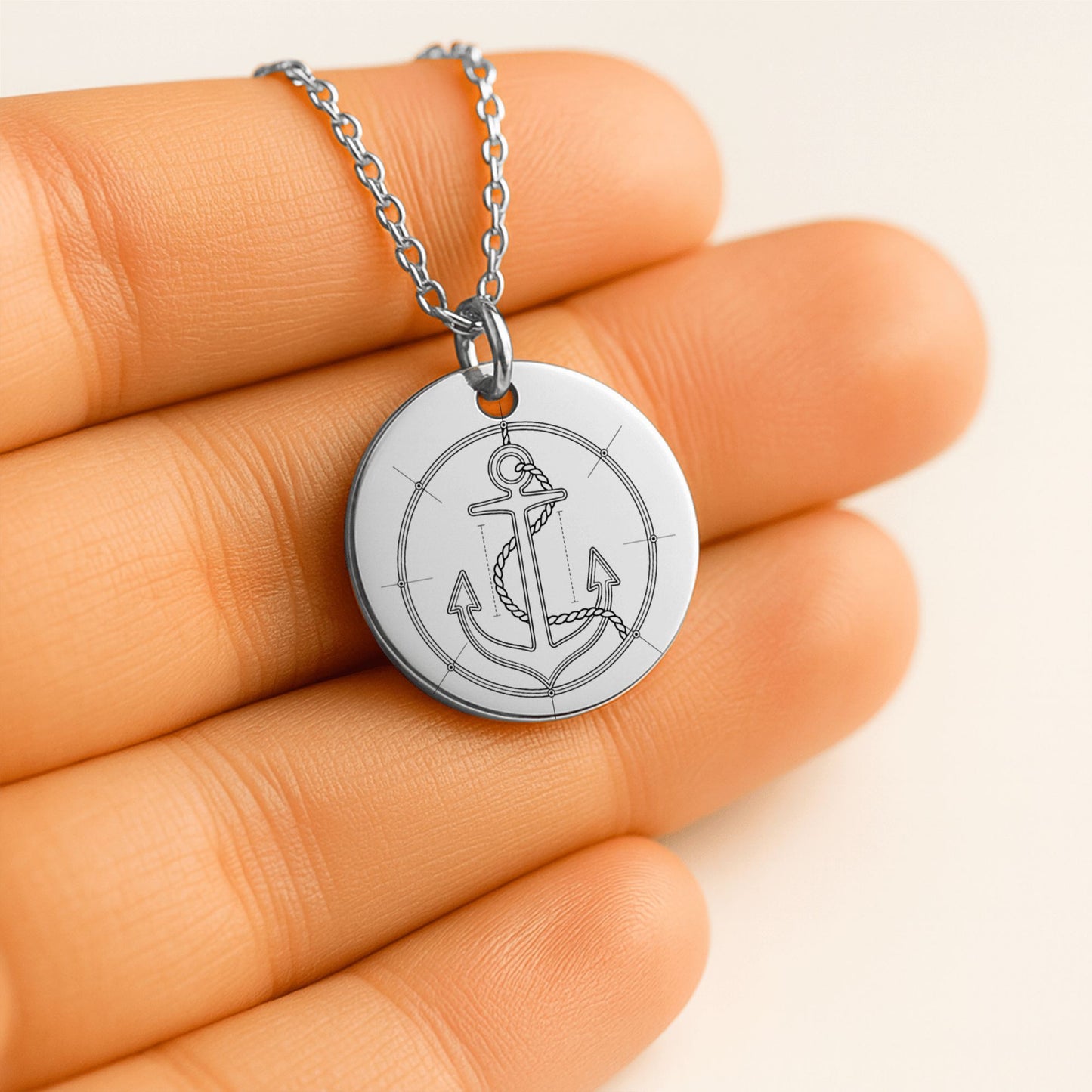 Personalized Anchor Necklace, Nautical Jewelry Gift, Custom Engraved Pendant, 18k Gold or Rose Gold, Unisex Nautical Pendant