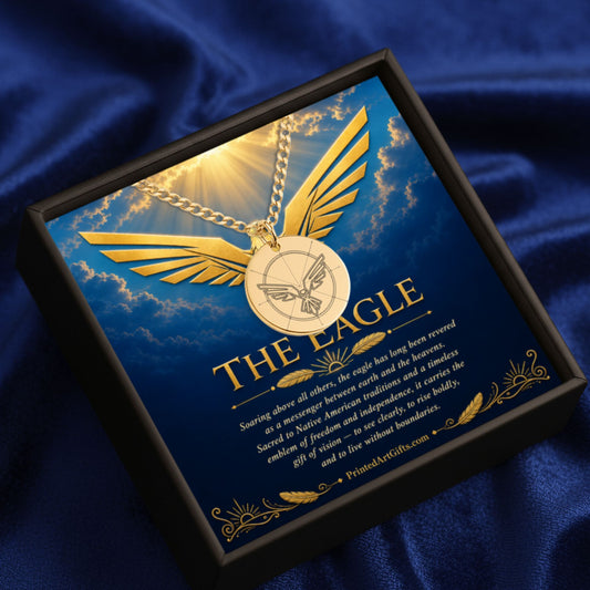 Eagle Symbol Necklace, Personalized Gold Pendant, Custom Engraved Jewelry, Gift for Him or Her