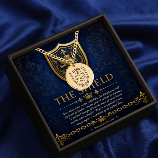 Personalized Shield Pendant Necklace, Custom Engraved Jewelry, Unique Family Gift