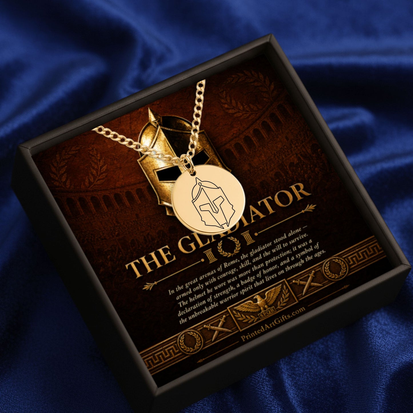Gladiator Necklace, Roman Warrior Pendant, Customizable Engraving Jewelry, Gift for Him, Protective Symbol