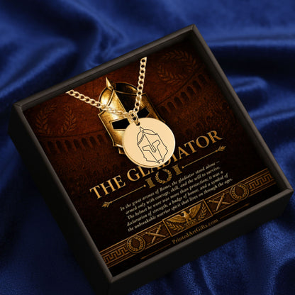 Gladiator Necklace, Roman Warrior Pendant, Customizable Engraving Jewelry, Gift for Him, Protective Symbol