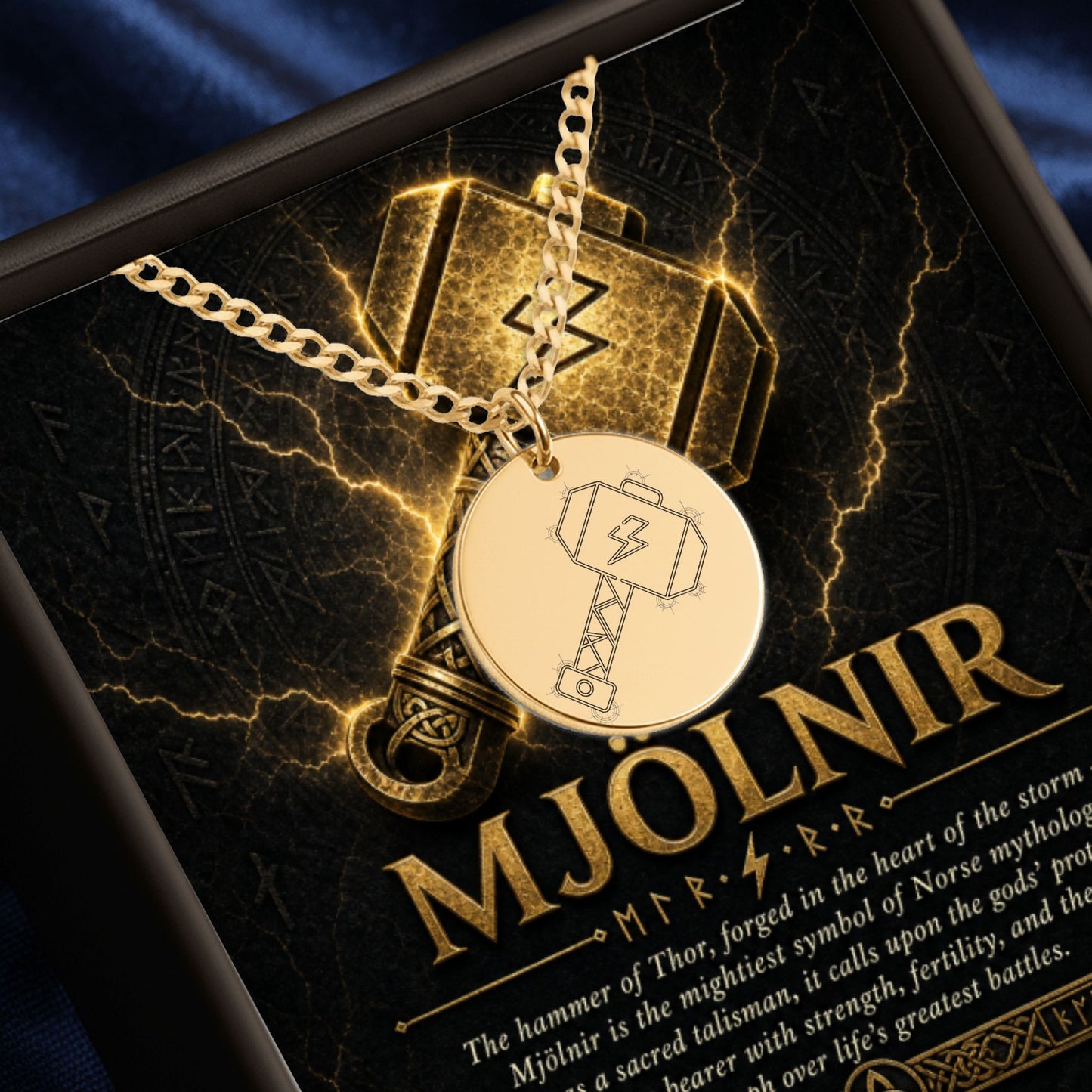 Mjolnir Hammer of Thor Necklace, Personalized Norse Mythology Jewelry, Viking Hammer Pendant, Custom Engraved
