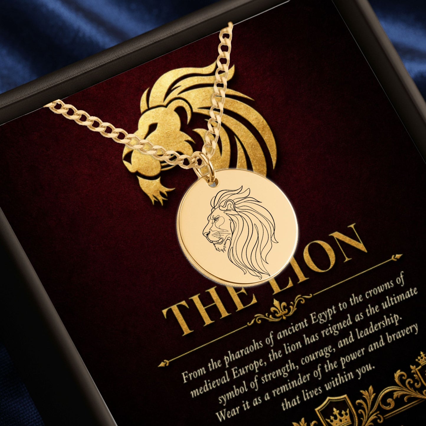 Lion Necklace, Gold Lion Pendant, Symbol of Strength Jewelry, Personalized Lion Jewelry, Courageous Lion Gift