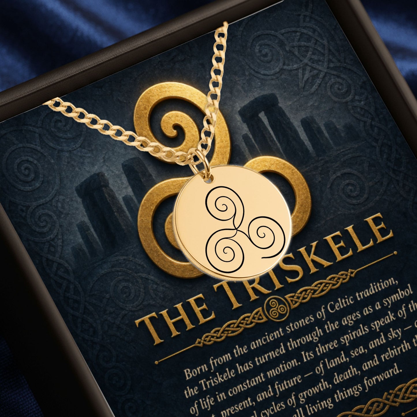 Celtic Triskele Necklace, Personalized Jewelry, Custom Engraved Pendant, Unique Gift for Her