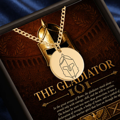 Gladiator Necklace, Roman Warrior Pendant, Customizable Engraving Jewelry, Gift for Him, Protective Symbol