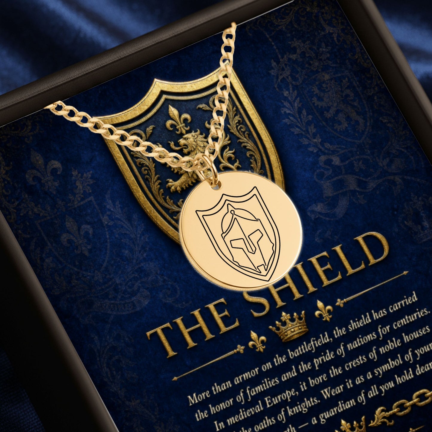 Personalized Shield Pendant Necklace, Customed Engrave Jewelry, Unique Family Crest Gift