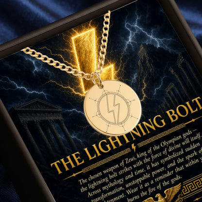 Lightning Bolt Necklace, Zeus Pendant Necklace, Personalized Jewelry, Mythology Inspired Gift, Customized Engraving Option