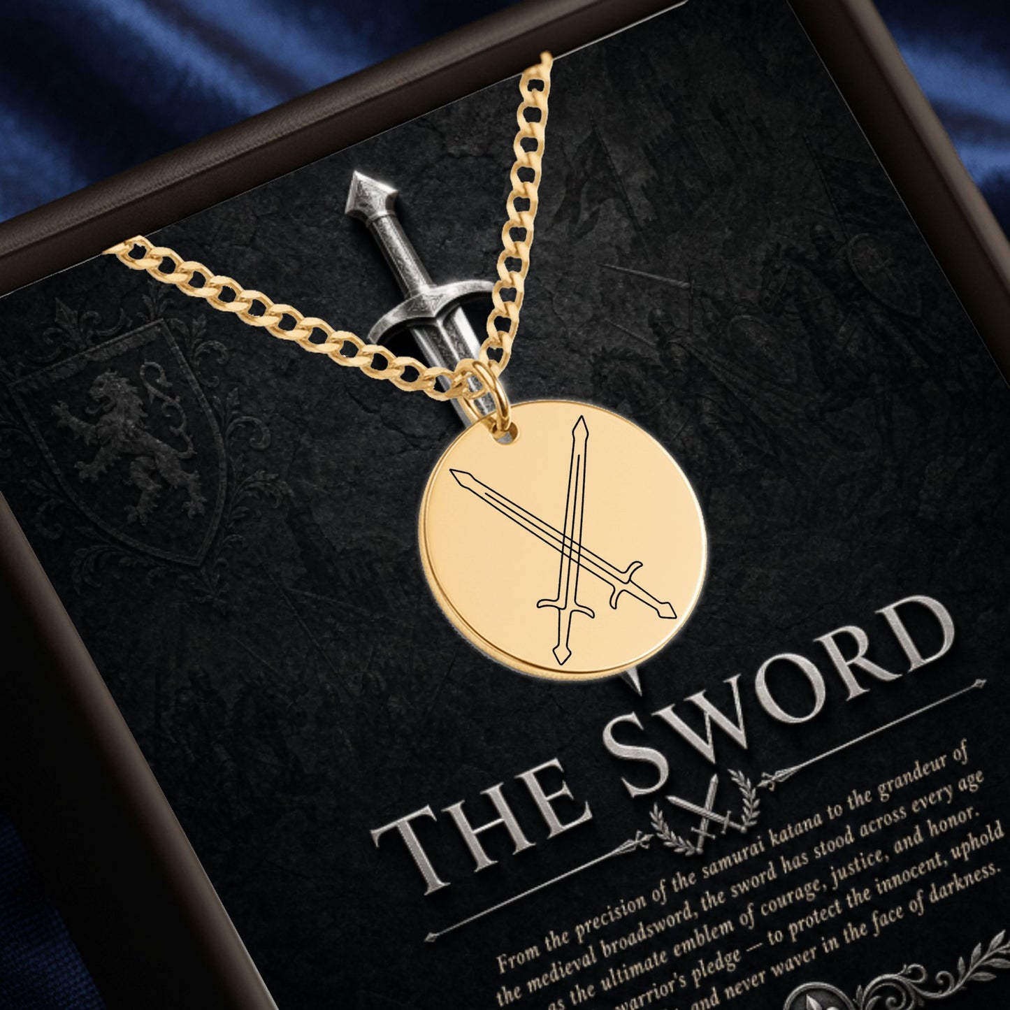 Personalized Sword Necklace for Men, Custom Engraved Pendant, Laser Engraved Gift