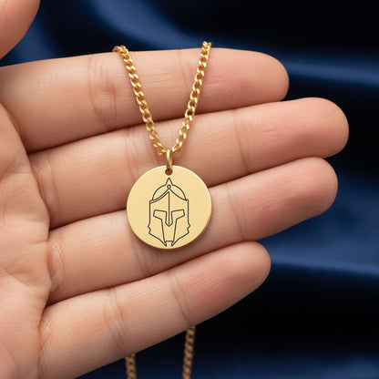 Gladiator Necklace, Roman Warrior Pendant, Customizable Engraving Jewelry, Gift for Him, Protective Symbol