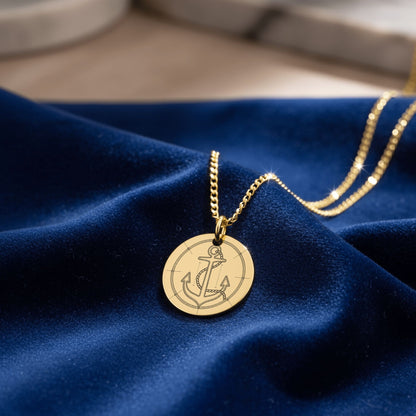 Personalized Anchor Necklace, Nautical Gift for Sailors, Engraved Jewelry