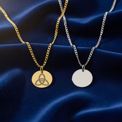 Celtic Knot Necklace, 18k Gold Personalized Pendant, Engraved Jewelry, Ancient Symbol Gift, Eternal Life Charm for Loved Ones
